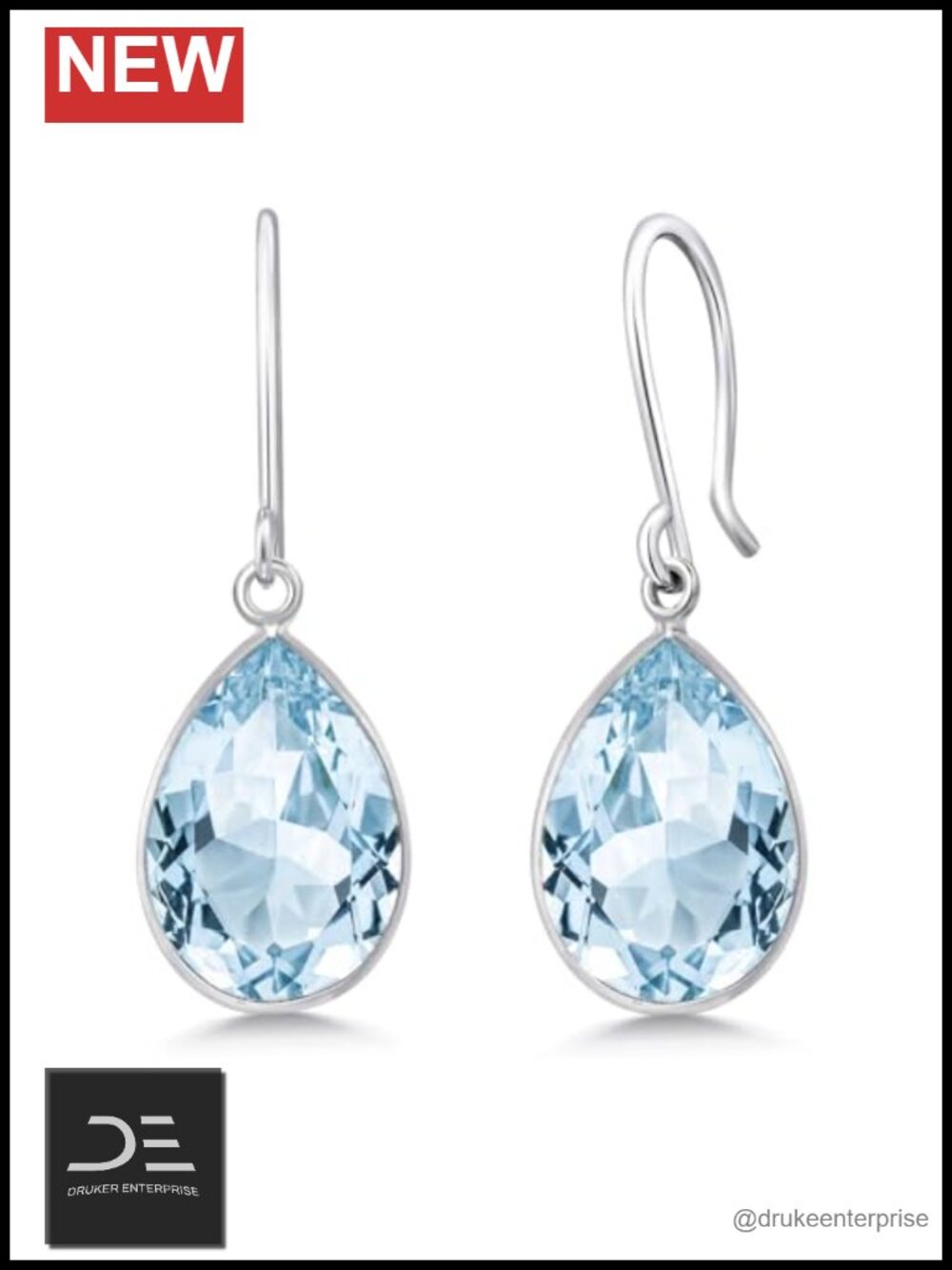Swiss Blue Topaz 925 Sterling Silver Dangle Drop Earrings 6 CTTW